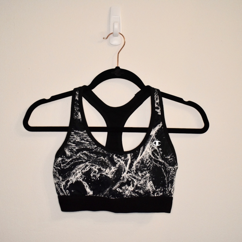 Champion Black Marble Sports Bra